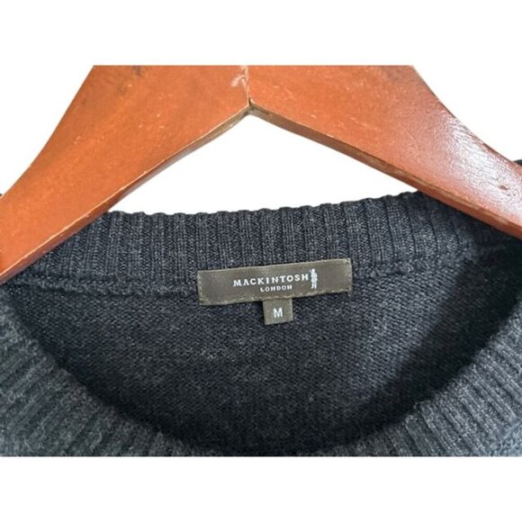 Mens Mackintosh London Black & Gray Plaid Wool Sweater Size M - Picture 6 of 9